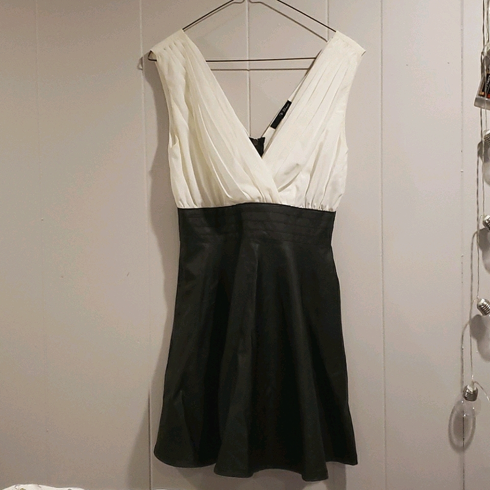 Black & White Faux-Leather Minidress